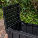 1.15m x 61cm Large Black Garden Storage Box with 300 Litre Capacity with Padlockable Lid