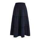 A-line Swing Pleated Midi Skirt - Navy
