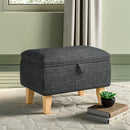 Livingandhome Linen Upholstered Storage Ottoman Stool