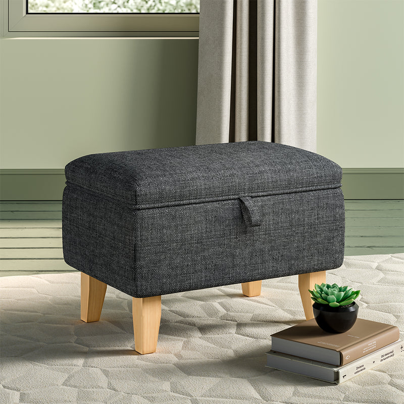 Livingandhome Linen Upholstered Storage Ottoman Stool