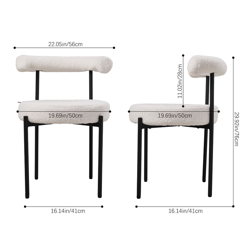 Livingandhome 2PCS Sherpa Fleece Upholstered Dining Chairs