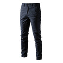 Navy Blue Cotton Twill Straight Leg Trousers