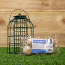 Samuel Alexander Metal Hanging Bird Fat Ball Feeder with Squirrel Guard & Pack of 6 Suet Fat Balls