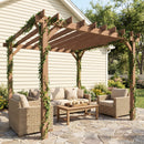 Outsunny 3 x 3 m Wooden Pergola Gazebo Grape Trellis, Maple Wood-effect
