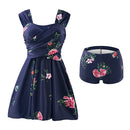 One-piece Floral Swimdress With Shorts
