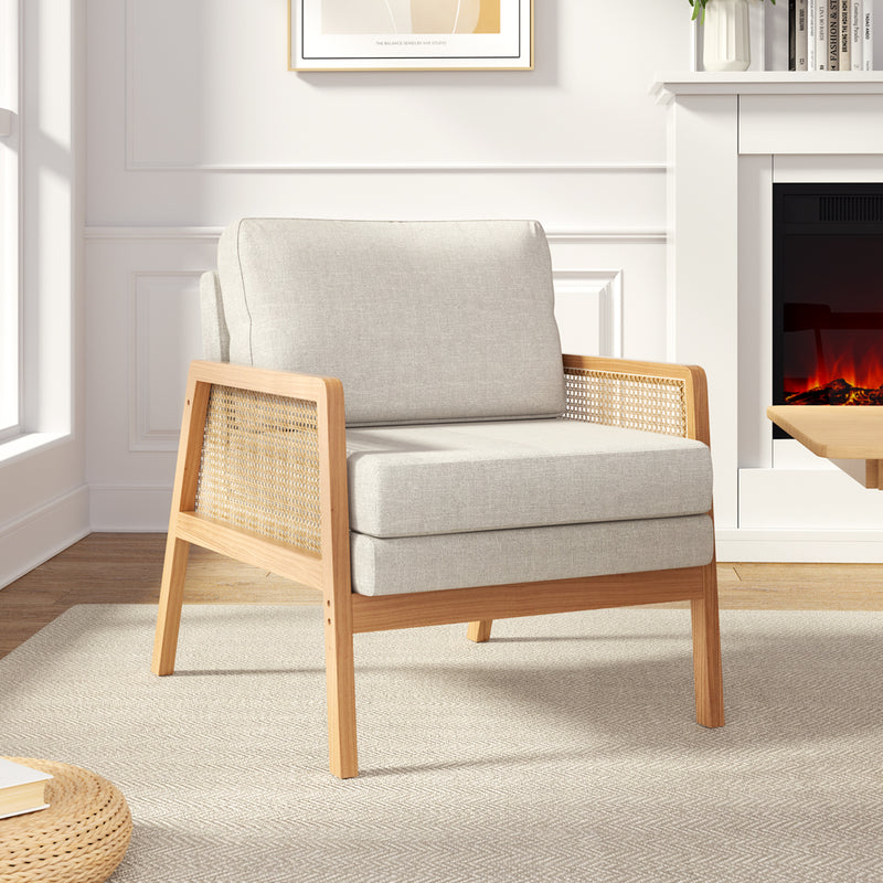 Livingandhome Classic Cushioned Wood Accent Armchair