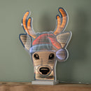 40cm Light Up Christmas Deer Head In Santa Hat Infinity Decoration With LEDs