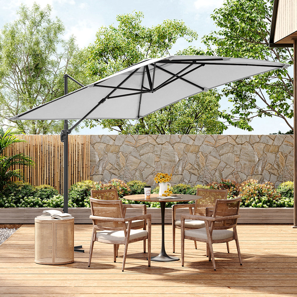 Garden Sanctuary Large Square Canopy Rotating Outdoor Cantilever Paras