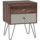 HOMCOM 2-Drawer Nightstand, Sofa Bedside Table for Living Room, Bedroom