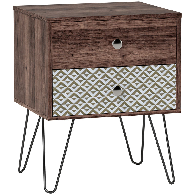 HOMCOM 2-Drawer Nightstand, Sofa Bedside Table for Living Room, Bedroom