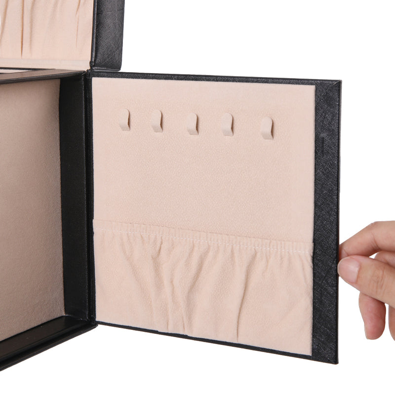 Sheonly Large Multi Tier Faux Leather Jewellery Storage Box with Handle