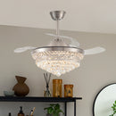 Cottonfy UK 42" Crystal LED Ceiling Fan with 3 Color Lights