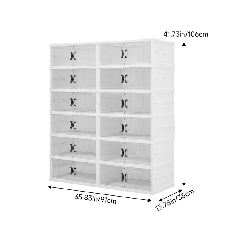 Livingandhome 6-Tier Foldable Storage Box with Magnetic Doors
