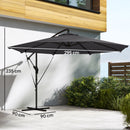 Outsunny 3 M Cantilever Parasol, Offset Umbrella With Cover And Wind Ropes