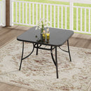 Garden Sanctuary Metallic and Tempered Glass Garden Table with Parasol Hole Outdoor