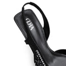 Pointed Closed Toe Slingback Heels - Black