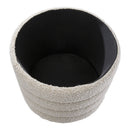Livingandhome Beige Upholstered Round Storage Ottoman