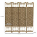HOMCOM 4 Panel Folding Room Divider, Freestanding Privacy Screen, Natural