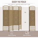 HOMCOM 4 Panel Folding Room Divider, Freestanding Privacy Screen, Natural