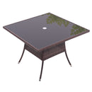Garden Sanctuary Garden Wicker Tempered Glass Table with Parasol Hole
