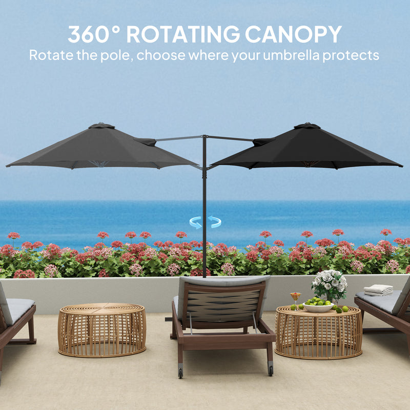 Outsunny 2.5M Offset Roma Patio Umbrella W/ 360° Rotation