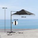 Outsunny 2.5M Offset Roma Patio Umbrella W/ 360° Rotation