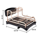 Lifeideas Dish Rack 2 Tiers Dish Drying Drainer with Drying Board Rose Gold