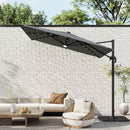 Garden Sanctuary Square Cantilever Parasol With Solar Light And HDPE Parasol Base