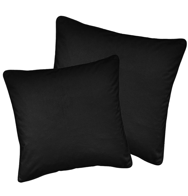 Luxury Enhanced Living Pair of Black Velvet Cushion Covers