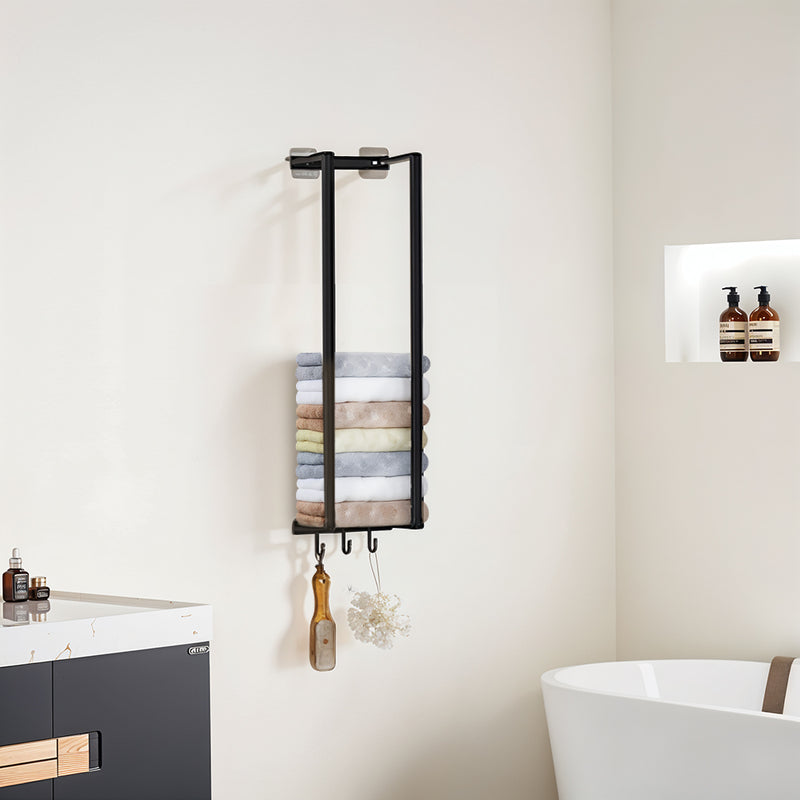 Lifeideas Modern Carbon Steel Wall Towel Rack with Hooks