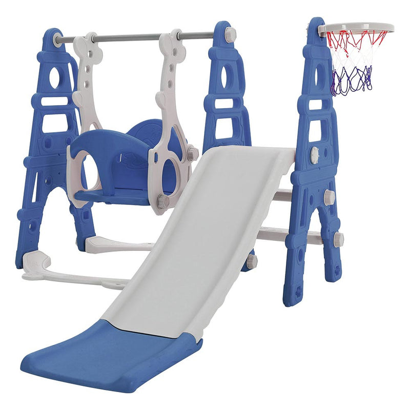 Livingandhome Kids Toddler Swing and Slide Set with Basketball Hoop