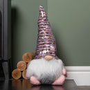 46cm Plush Christmas Bearded Gonk with Pink & Silver Sequined Hat Christmas Decoration