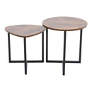 Livingandhome Round and Triangular Nesting Side Table Set