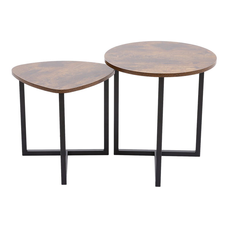 Livingandhome Round and Triangular Nesting Side Table Set