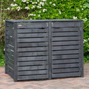 2.15m x 1.16m Outdoor Wooden Garden Triple Wheelie Bin Store Storage for 3 Bins in Dark Grey