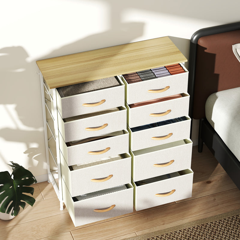 HOMCOM Fabric Chest of Drawers, Dresser for Bedroom,