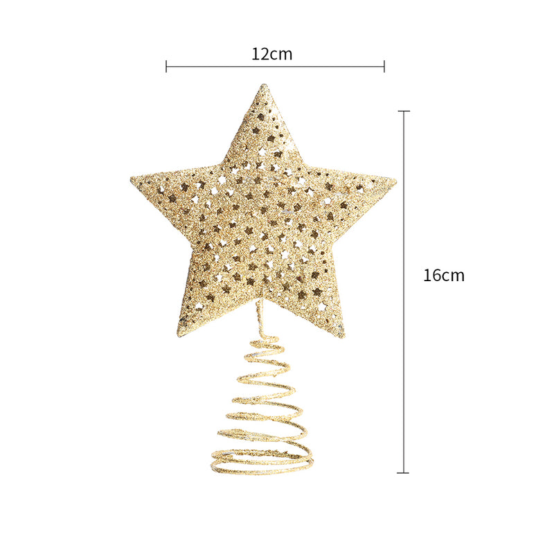 Lifeideas Golden Glitter Star Christmas Tree Topper for Home Decor