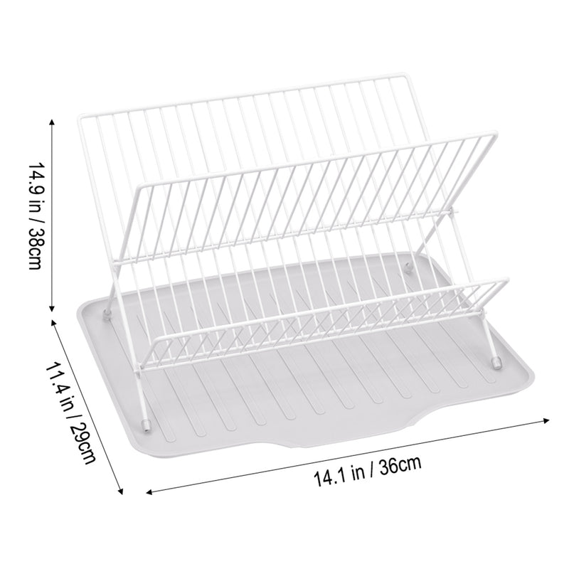 Lifeideas 2-Tier Foldable Countertop Dish Drying Rack with Drip Tray
