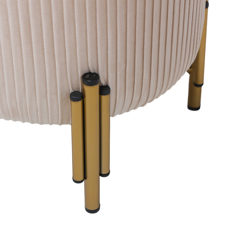Livingandhome Modern Pleated Storage Ottoman with Metal Base