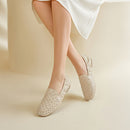Pair Of Fashion Studded Slip-on Loafers - Beige