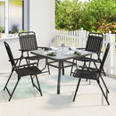 Outsunny Folding Garden Chairs Set of 4 with Plastic Seat and Back, Black