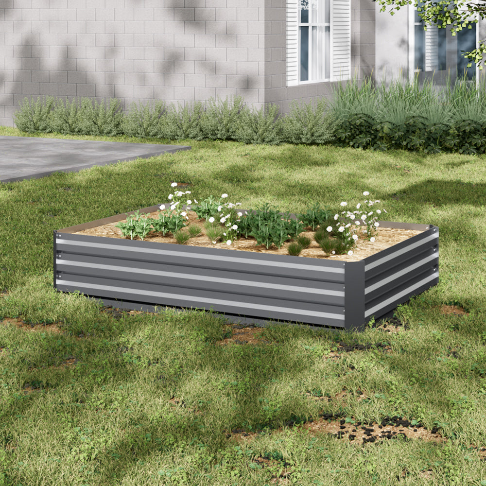 Livingandhome Galvanized Steel Square Raised Garden Bed Planter Box
