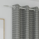 Enhanced Living Aspen Grey Chevron Pattern Eyelet Thermal Noise Reducing Room Darkening Curtains - Pair
