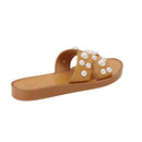 Pearl Embellished Leather Slide Sandals