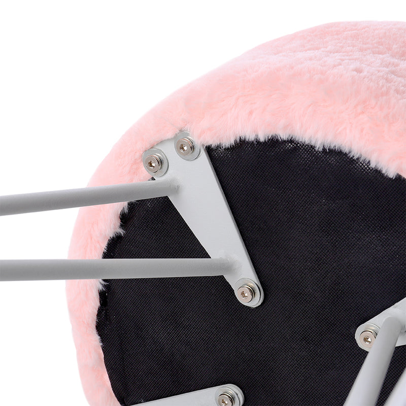 Livingandhome Round Fuzzy Ottoman Vanity Stool