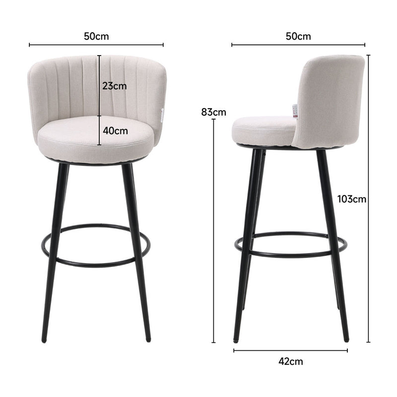 Livingandhome 2 Piece Modern Linen Bar Chairs Set