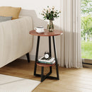 Livingandhome Wooden Round Side Table with Steel Frame