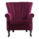Livingandhome Velvet Upholstered Wing Back Chair