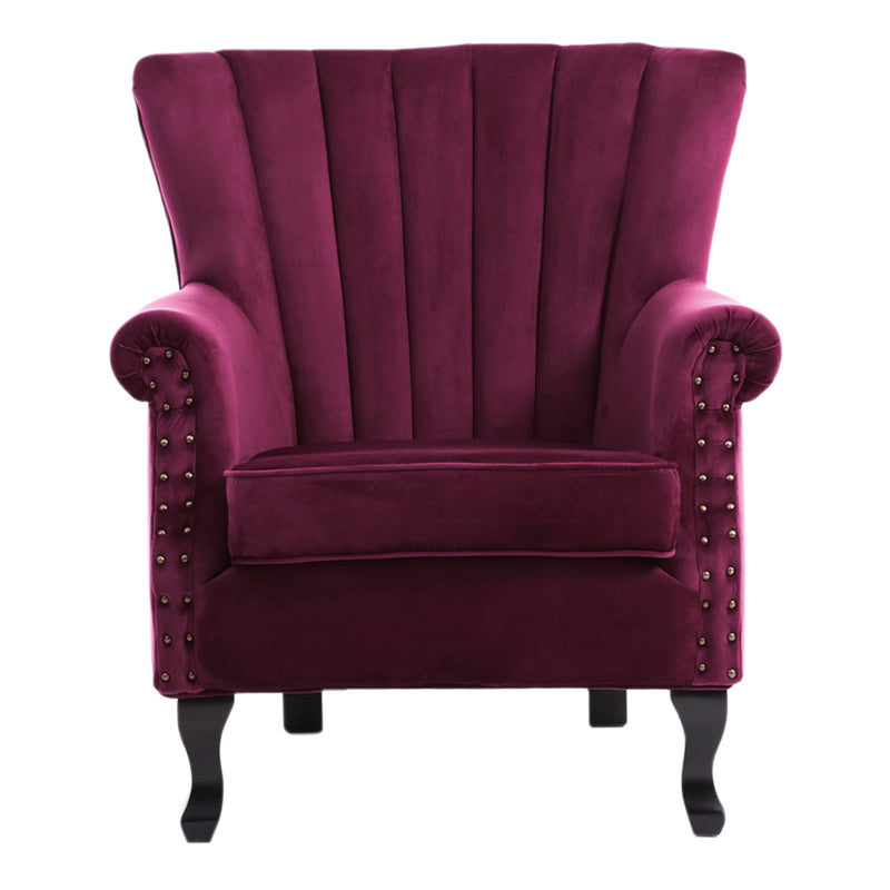 Livingandhome Velvet Upholstered Wing Back Chair