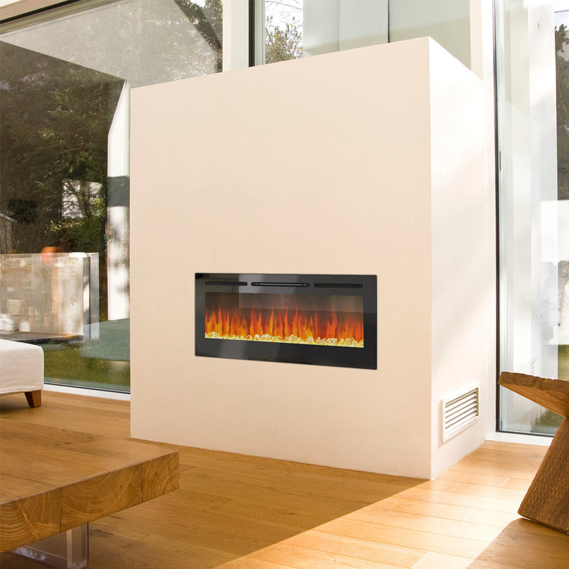 Livingandhome Linear Electric Fireplace Recessed